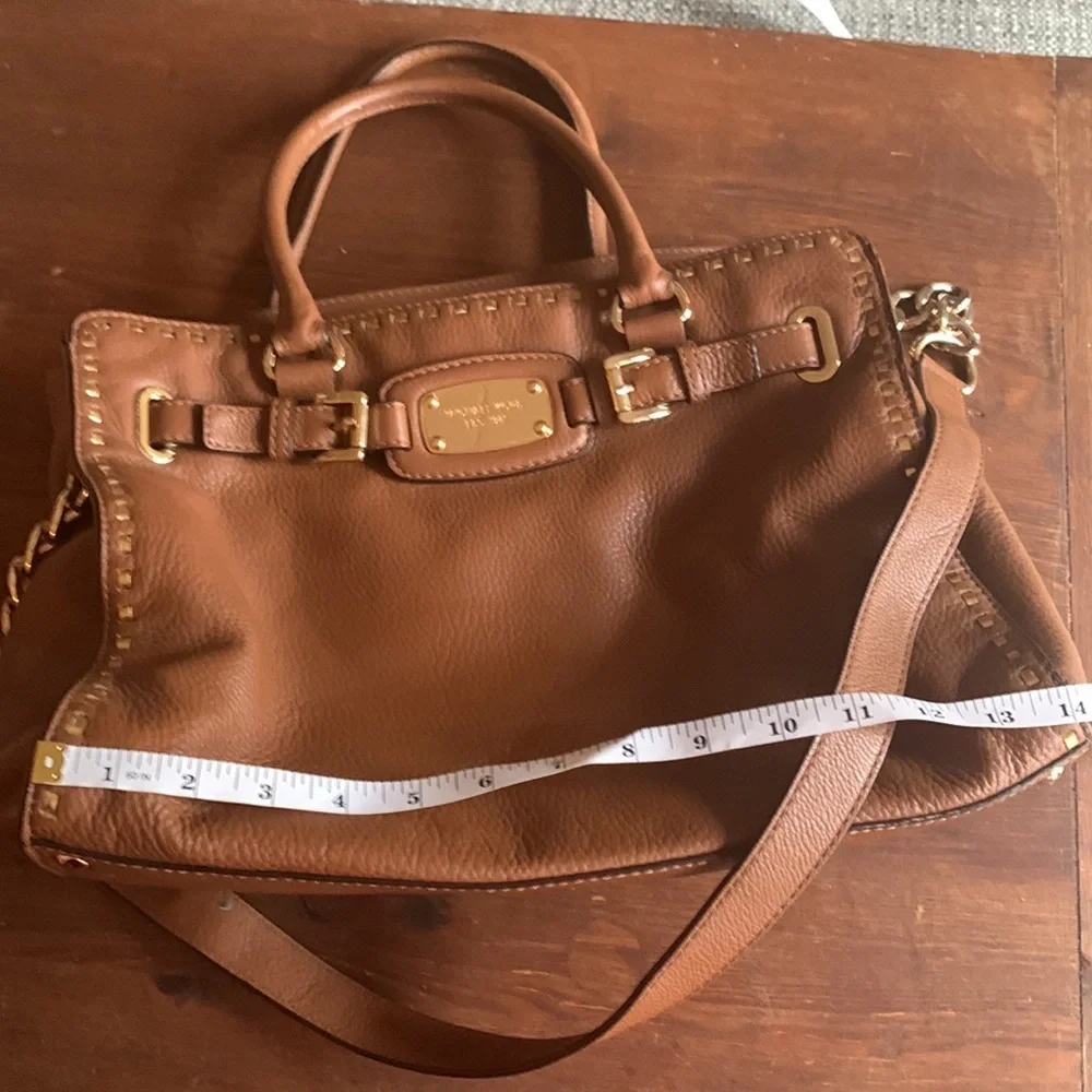 Michael Kors Hamilton Buckle Strap Gold Studded Caramel Shoulder Crossbody